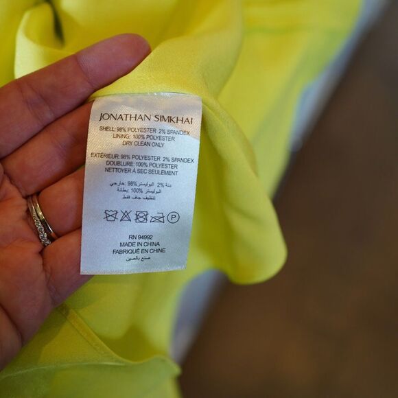 Jonathan Simkhai Kayleigh Cutout Crepe Mini Dress Lime Yellow Sz 2 NWT $495 - Picture 8 of 14